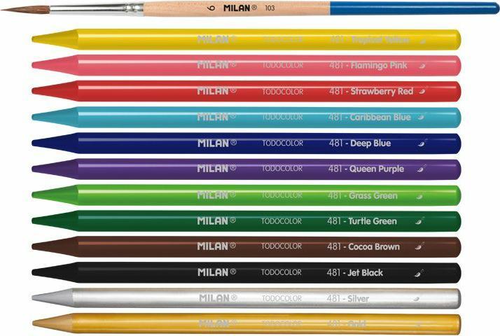 Actual product image Woodfree Watercolour Pencils 12 Colours + Brushes (12 colours, 12 x)