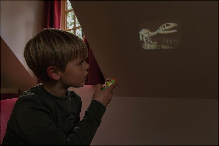 Actual product image Scratch Projector Flashlight Dinosaur incl. screens (German, French, Italian, English)
