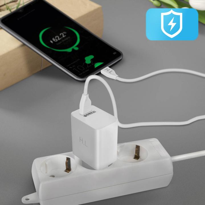 Actual product image Avizar Qualcomm Quick Charge 3.0 3A power adapter + USB-C cable (18 W)