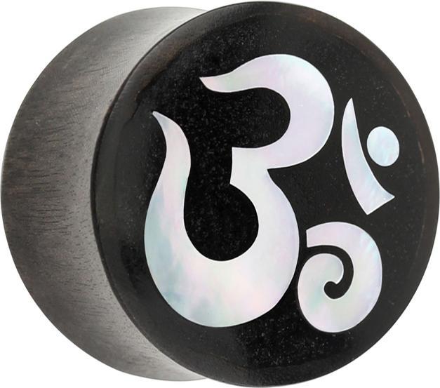 Star Piercing Flared Plug aus Sonoholz mit Perlmutt-Einsatz Ohm (Organisch, ohne Messing, Mineralisch)