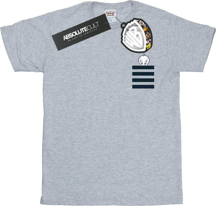 Produktbild Looney Tunes Tweety Pie Striped Faux Pocket TShirt (M)