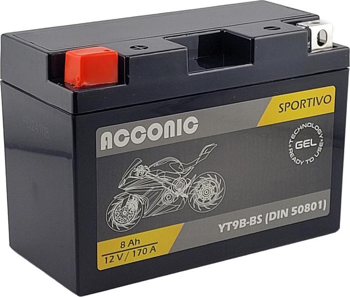 Produktbild Acconic Sportivo GEL YT9B-BS Motorradbatterie 8 Ah 12V (DIN 50810) (12 V, 8 Ah)