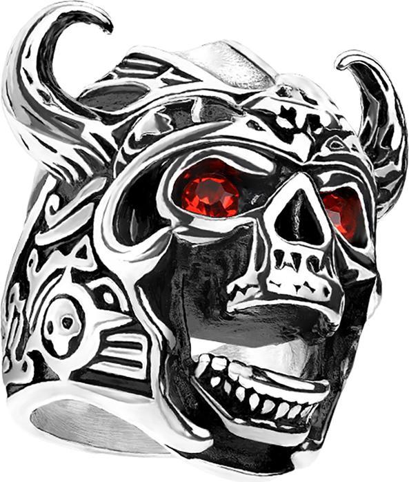Produktbild Star Piercing Ring silber Wikinger Totenkopf mit Kristallaugen (67, 950 Platin)