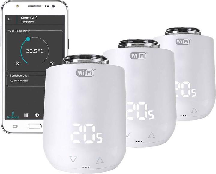 Eurotronic 700224 Comet WiFi Funk-Heizkörperthermostat-Set elektronisch 3er Set