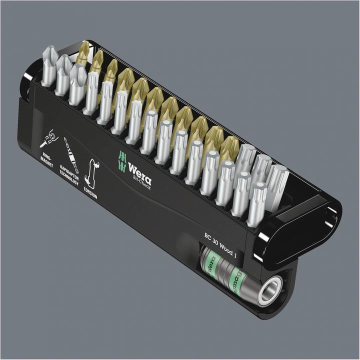 Produktbild Wera Bit-Check 30 Wood 1 (Kreuz Phillips PH M2, Kreuz Pozidriv PZ M1, Kreuz Pozidriv PZ M2, Kreuz Pozidriv PZ M3)