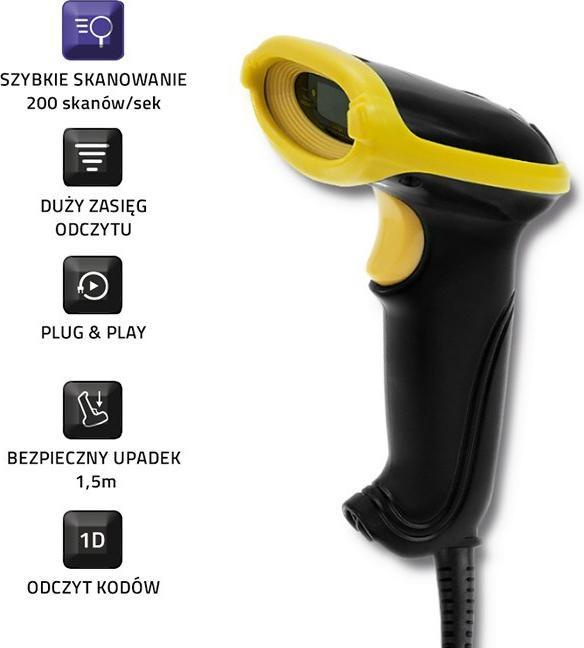 Actual product image Qoltec 50860 Barcode Reader Portable Barcode Reader 1D Laser (1D barcodes)