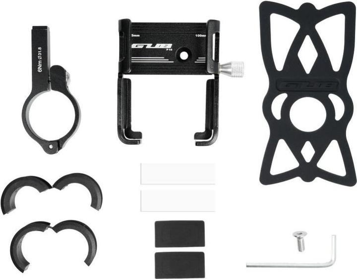 Actual product image Partner Telecom Bicycle accessory Gub GUB bike holder for mobile phone + silicone bandage P10 Aluminium black