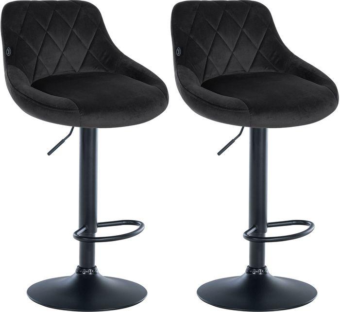 Swisshandel24 Set of 2 bar stools Lazio velvet black, black