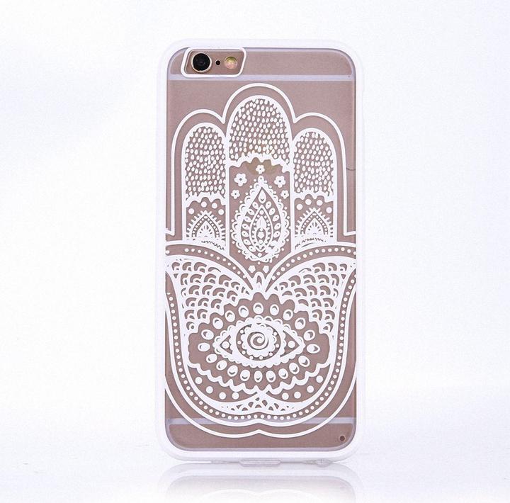 Actual product image König Design Apple iPhone 8 Mobile Case Mandala Case Cover Motif Hand Fatima White New (Apple iPhone 8)