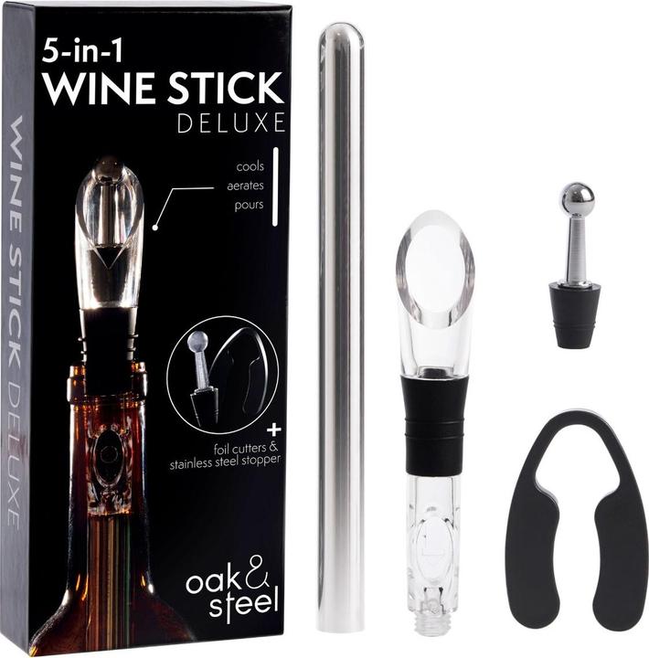 Image du produit Oak & Steel Set cadeau d'accessoires de vin premium 5 en 1 (Verseur de vin)