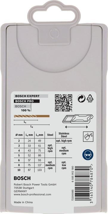 Immagine prodotto Bosch Zubehör Set di punte elicoidali PRO Metal HSS-G, 7 pezzi. (2 - 10 mm)