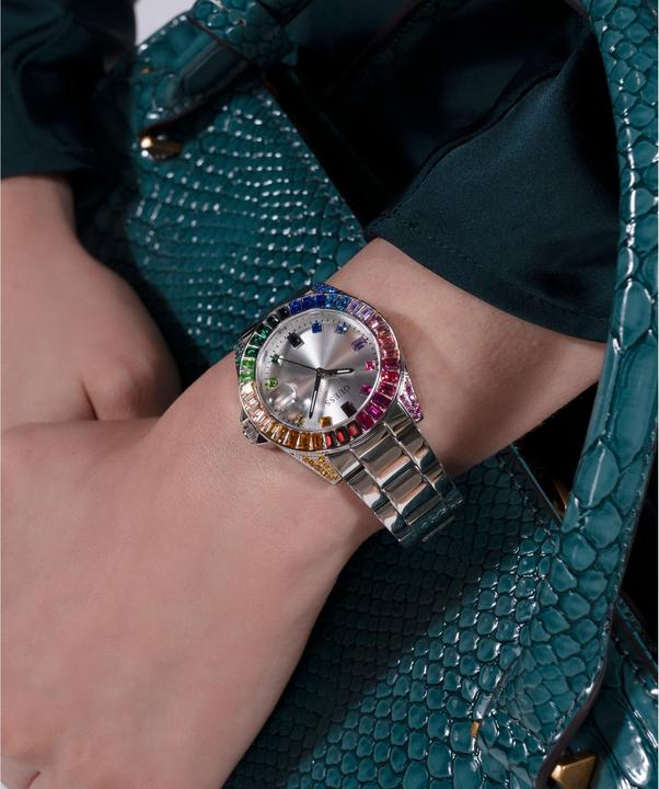 Image du produit Guess P SLV CS W/ BAGUETTE CRYS / SUN SLV DATE DL / P SLV BRCT Montre-bracelet (34 mm)