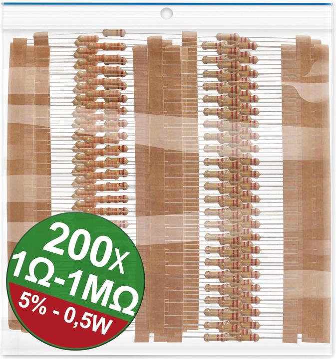 Quadrios 22P104 Carbon film resistor range axial leaded 0.5 W 5 % 1 set