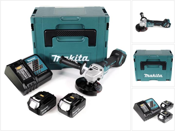Actual product image Makita DGA 517 RGJ Battery angle grinder 18 V 125 mm Brushless + 2x battery 6.0 Ah + charger + Makpac (125 mm)