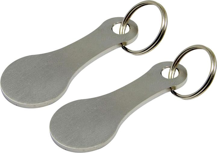 Werkstein Edelstahl Einkauf Chip Schlüsselanhänger Einkaufswagenlöser - Silber 2er Set