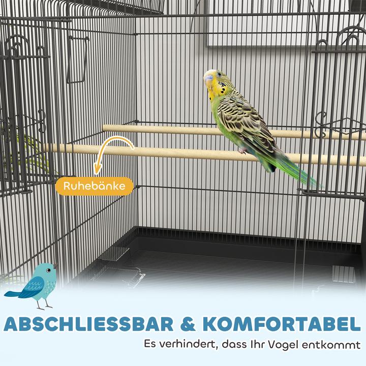 Produktbild PawHut Vogelkäfig Stahl, Kunststoff Schwarz