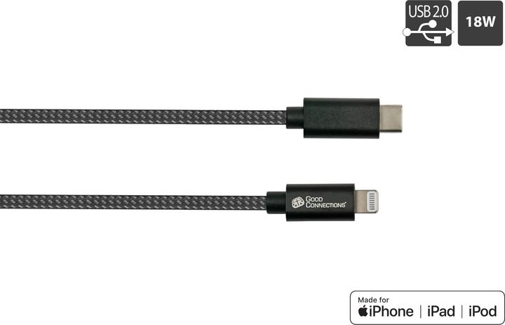 Actual product image Good Connections USB 2.0 charging and data cable for iPhone/iPad/iPod USB-C plug to Lightning (0.50 m, USB 2.0)