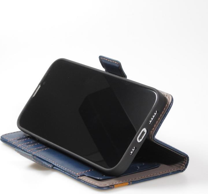 Produktbild PhoneLook Leder Tasche Flip Wallet mit Akzentstreifen & Kartenhalter (Apple iPhone 15)
