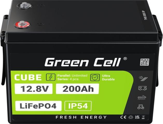 Image du produit GreenCell Green Cell CUBE LiFePO4 battery 200Ah 12.8V 2560Wh lithium iron phosphate battery for motorhomes, so (12.80 V, 200 Ah)