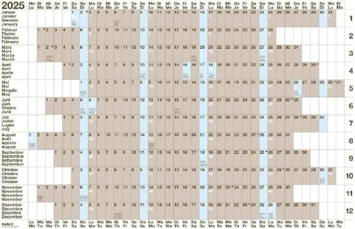 Image du produit Biella Planification annuelle murale (69,5 x 46 cm, Couverture rigide, Allemand, Anglais, Italien, Français)