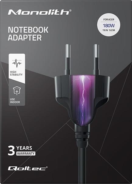 Produktbild Qoltec Notebook-Netzteil für Acer 180W| 9.23A| 19.5V| 5.5*1.7 - Netzteil (180 W)