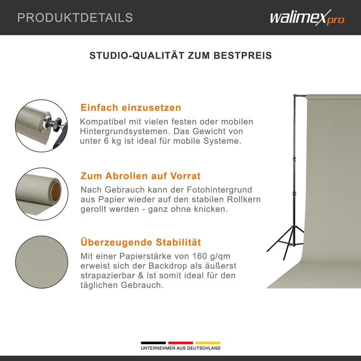 Produktbild Walimex pro Hintergrundkarton 2,72x10m, warm grey (272 cm, 1000 cm)