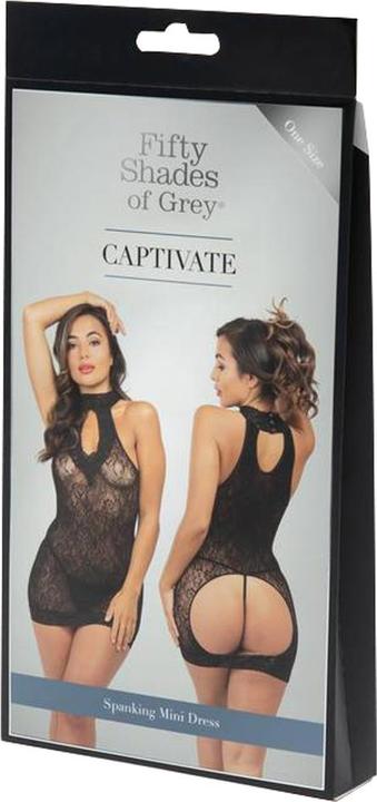 Image du produit Fifty Shades of Grey Captivate Noir Dentelle Mini Robe Fessée Ouverte (Taille unique)