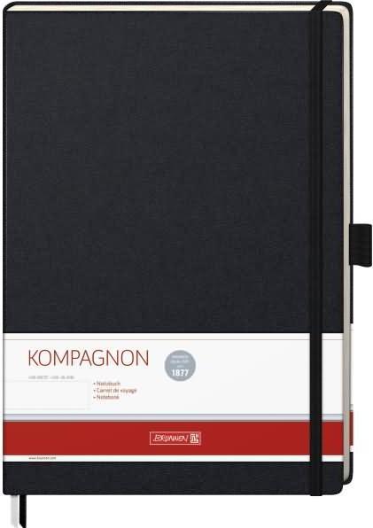 Immagine prodotto Taccuino KOMPAGNON A4 vuoto, copertina rigida nera 192 pagine (A4, Righe, Copertina rigida)