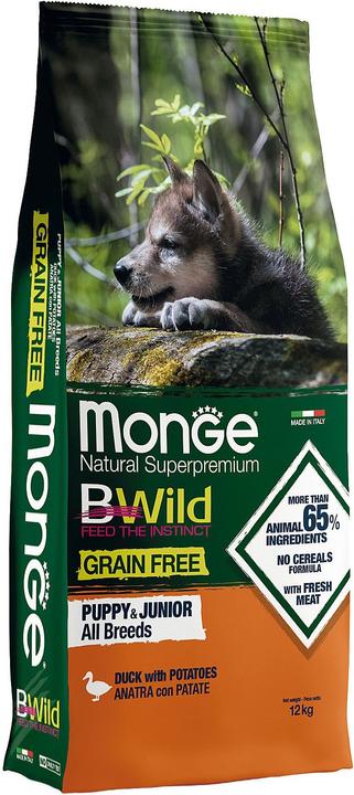 Produktbild Monge Grain Free Puppy & Junior Ente (Welpe + Kitten, 1 Stk., 12000 g)