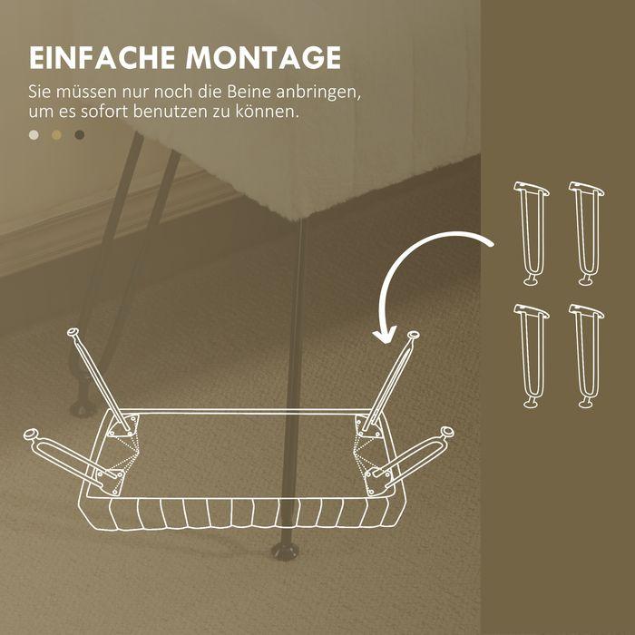Image du produit Swisshandel24 Banc, aspect fourrure synthétique, pieds métalliques, banc pour chaussures, 82x30x47cm, blanc crème (82 cm)