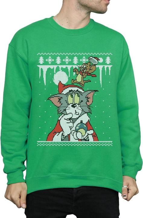 Actual product image Tom & Jerry Mens Christmas Fair Isle Sweatshirt (L)