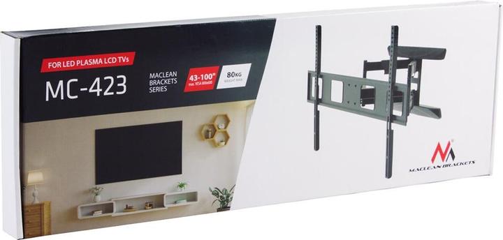 Image du produit Maclean Support TV max VESA 800x600 43-100 80kg réglage de l'angle horizontal et vertical (Mur, 100", 80 kg)