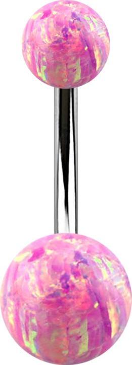 Immagine prodotto Star Piercing Banana argento con due sfere di opale rosa (Acciaio chirurgico 316L)