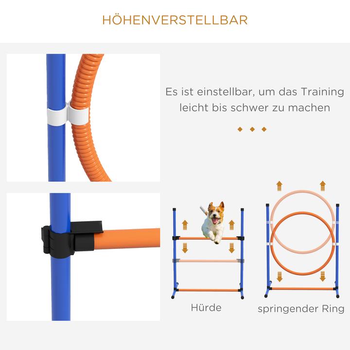 Produktbild PawHut Hunde Agility Set Kunststoff, Oxfordstoff Orange+Blau (Agility)