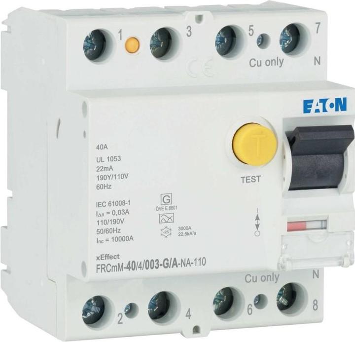 Produktbild Eaton MOE FRCMM-40/4/003-G/A-NA-110 FI-Schalter, 40A, 4pol, 30mA, Typ G/A