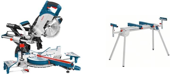 Produktbild Bosch Professional Paneelsäge GCM 8 SJL und Arbeitstisch GTA 2600 im Karton