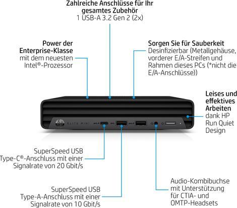 Produktbild HP Elite Mini 800 G9 (Intel Core i5-13500, 16 GB, 512 GB, UHD Graphics 770)