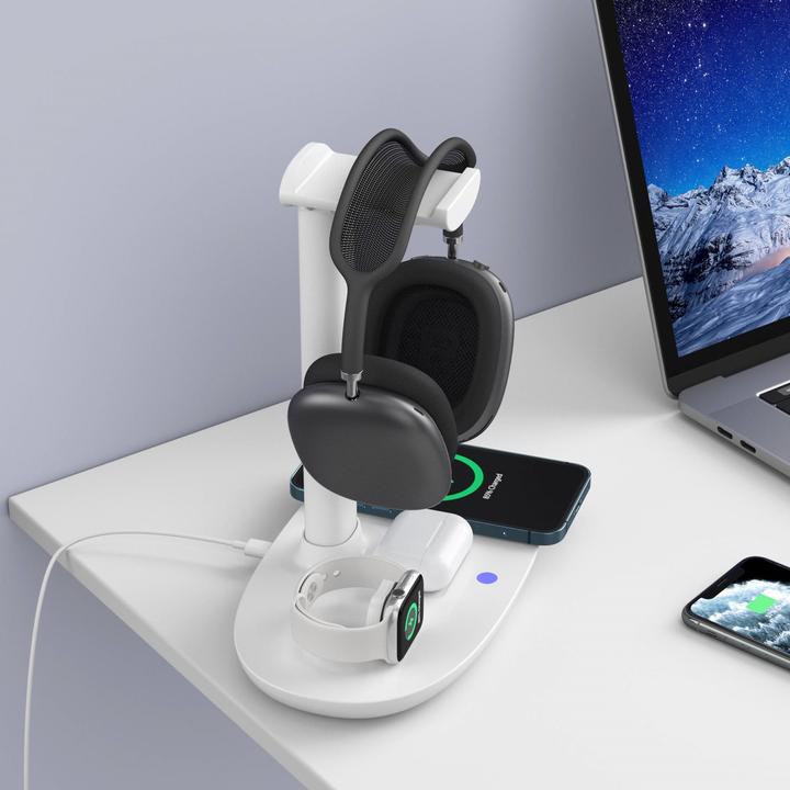 Actual product image PhoneLook Station de charge 4 en 1 moderne 30W sans fil avec support casque pour AirPods Max, iPhone, Apple Wa (15 W)