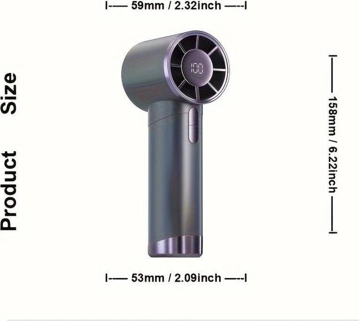 Image du produit PhoneLook Ventilateur portable puissant compact à 100 vitesses avec affichage LED
