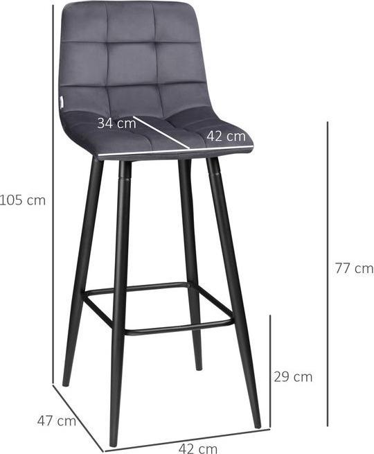 Produktbild Swisshandel24 2er-Set Barhocker mit Lehne Küchenstuhl Barstuhl Tresenhocker-Set mit Stahlbeinen Grau