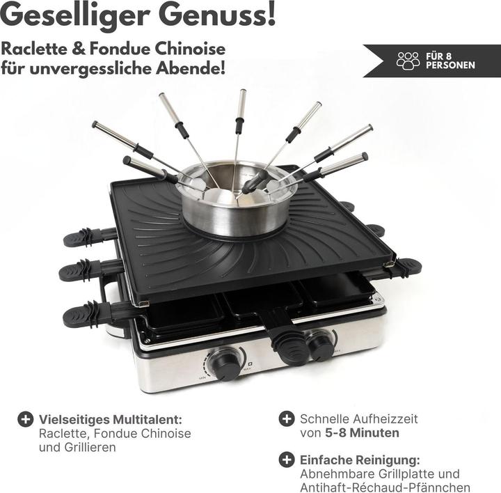 Produktbild Hermex Raclette-Grill mit Fonduetopf Raclette-Set Fondue Chinoise Tischgrill