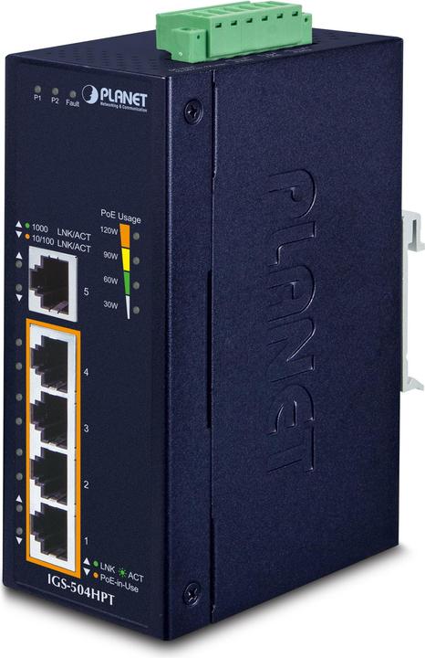 Immagine prodotto Planet Interruttore industriale a 4 porte IEEE 802.3af / 802.3at PoE Injector Alluminio in metallo (802.3af (PoE), 802,3at (PoE+), 30 W)