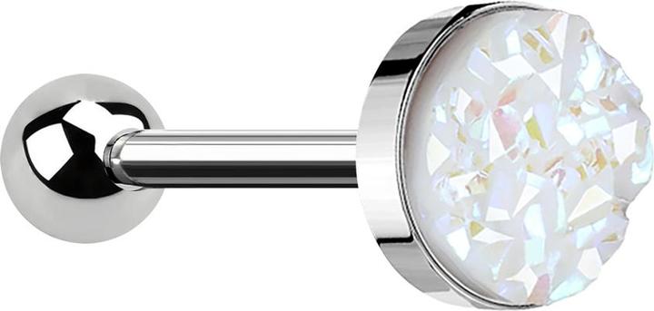 Star Piercing Micro Barbell silber mit Druse Stein weiss (ohne Messing, Chirurgenstahl 316L)