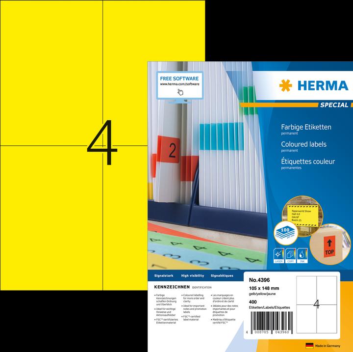 Actual product image HERMA Coloured labels A4
