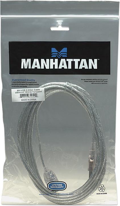 Immagine prodotto Manhattan Cavo di estensione Hi-Speed USB 2.0, USB 2.0, tipo A maschio - tipo A femmina (4.50 m, USB 2.0)