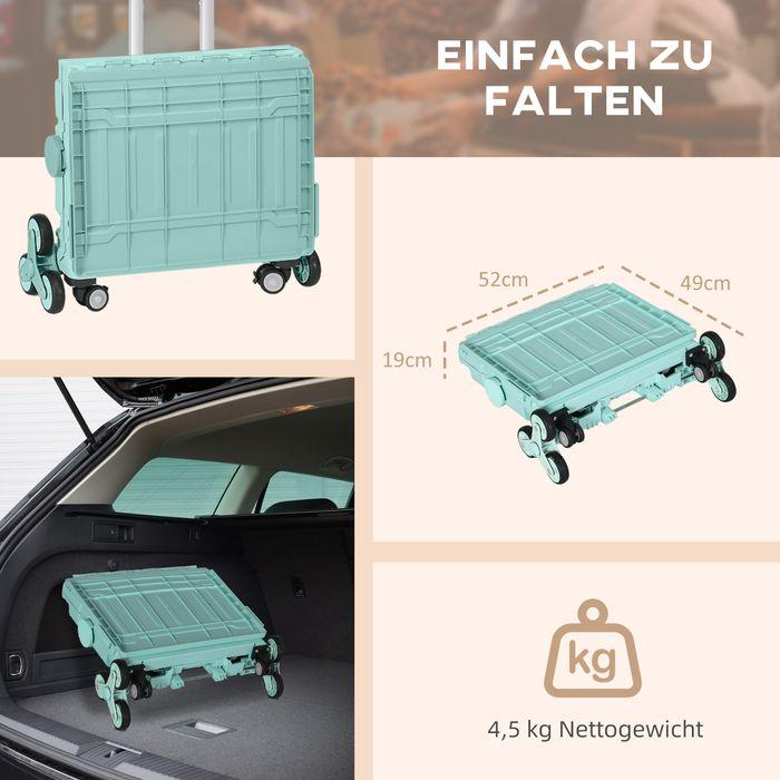 Produktbild Swisshandel24 Einkaufstrolley klappbar, verstellbarer Teleskop-Griff, Deckel, bis 80kg, Grün