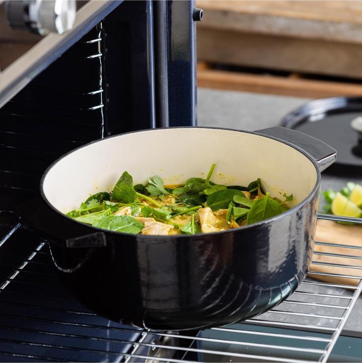 Produktbild KitchenAid braadpan 22cm - gemailleerd gietijzer - onyx zwart - rond (22 cm, Bräter + Schmortopf, Gusseisen)