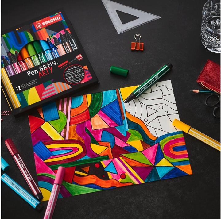 Produktbild STABILO Pen 68 MAX (Karminrot, 5 x)