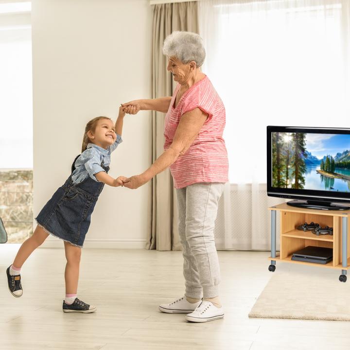 Actual product image Relaxdays TV Stand with Casters and 2 Shelves (60 x 40 x 45 cm)