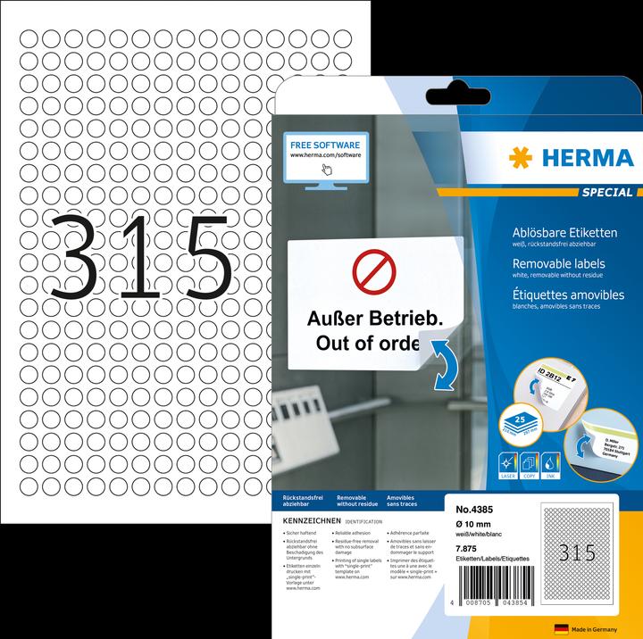 Actual product image HERMA A4 removable labels